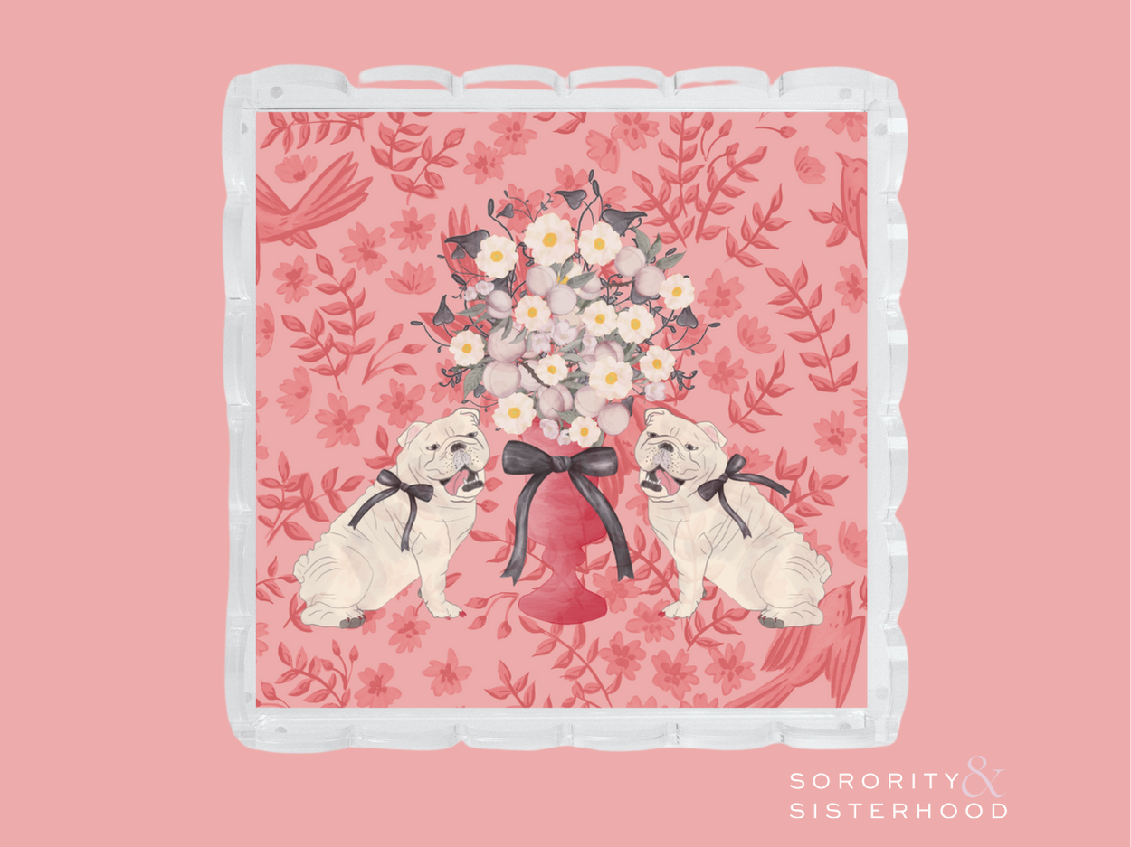 Black & Red Acrylic Scalloped Tray