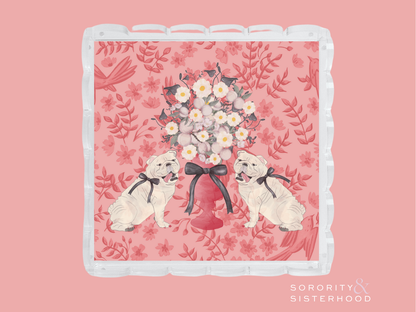 Black & Red Acrylic Scalloped Tray