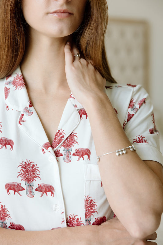 Cardinal & White Heirloom Pajama Shorts Set