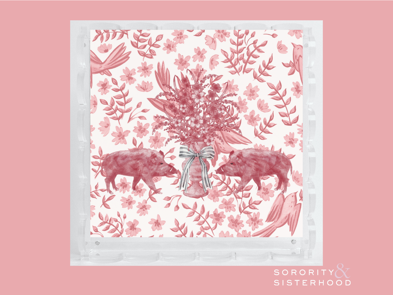 Cardinal & White Acrylic Scalloped Tray