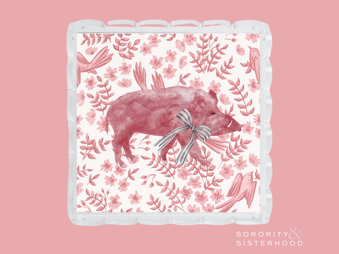 Cardinal & White Acrylic Scalloped Tray