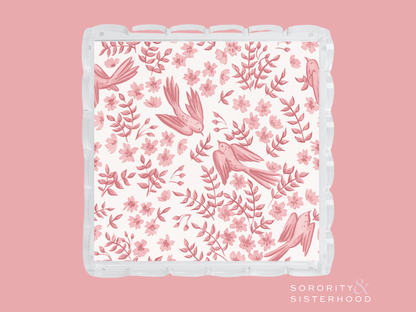 Cardinal & White Acrylic Scalloped Tray