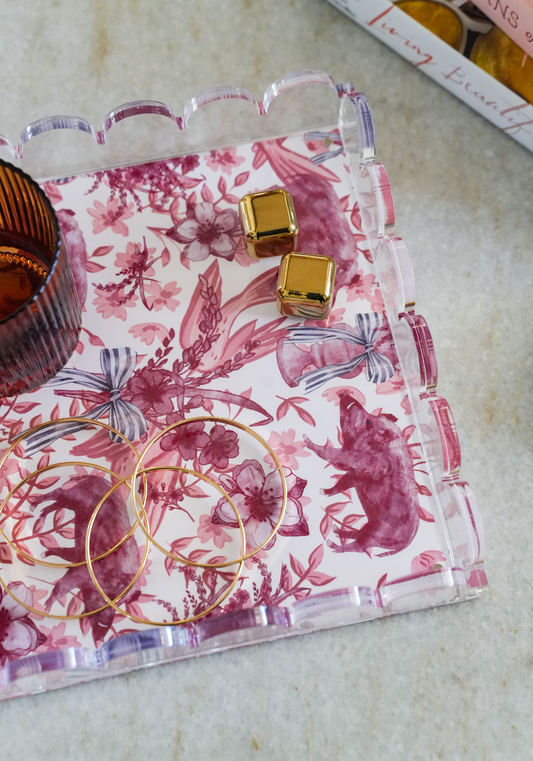 Cardinal & White Acrylic Scalloped Tray