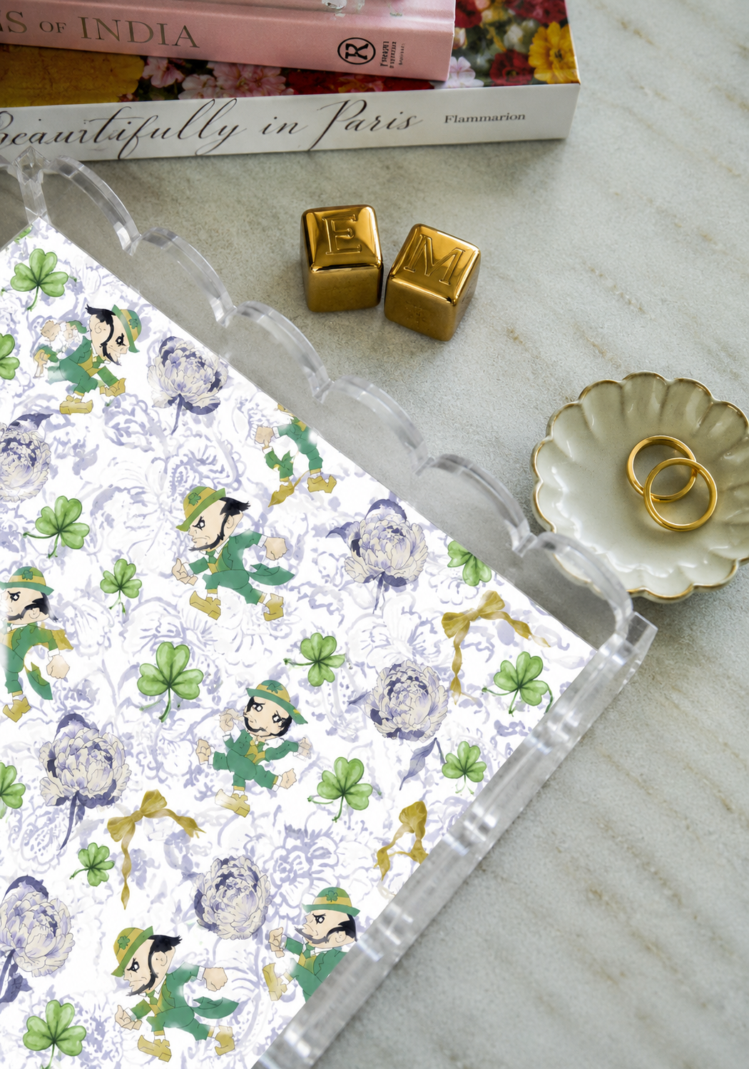 Clover & Blue Acrylic Scalloped Tray
