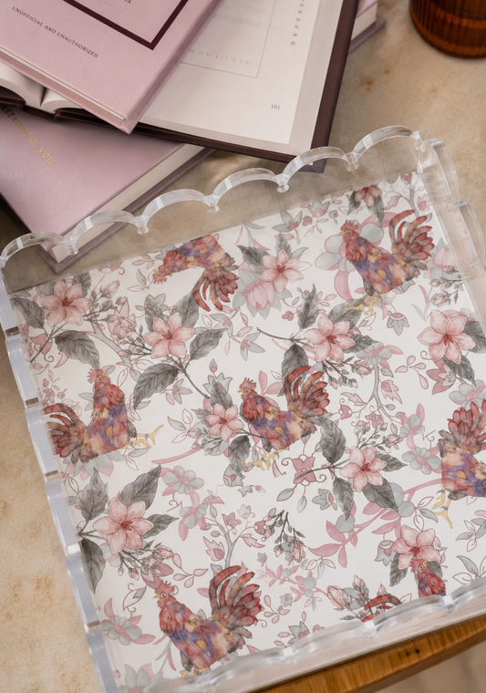Garnet & Black Acrylic Scalloped Tray