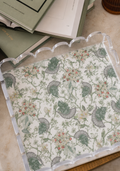 Green & White Acrylic Scalloped Tray