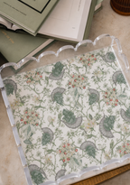 Green & White Acrylic Scalloped Tray