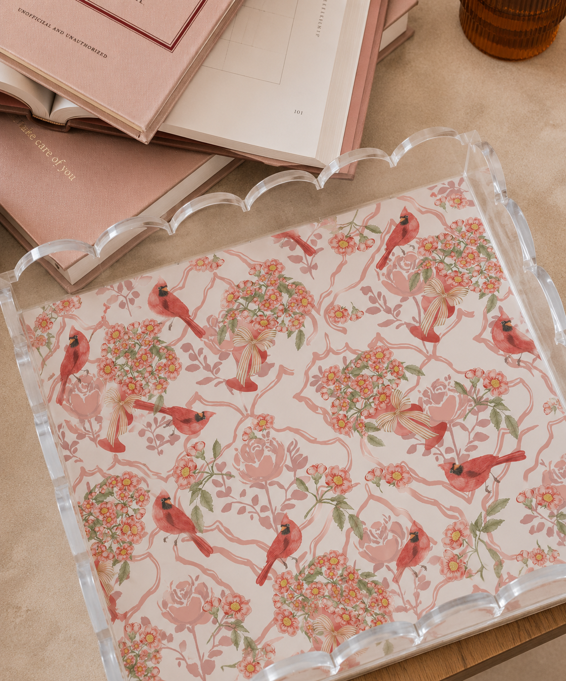Poppy & Gold Acrylic Scalloped Tray