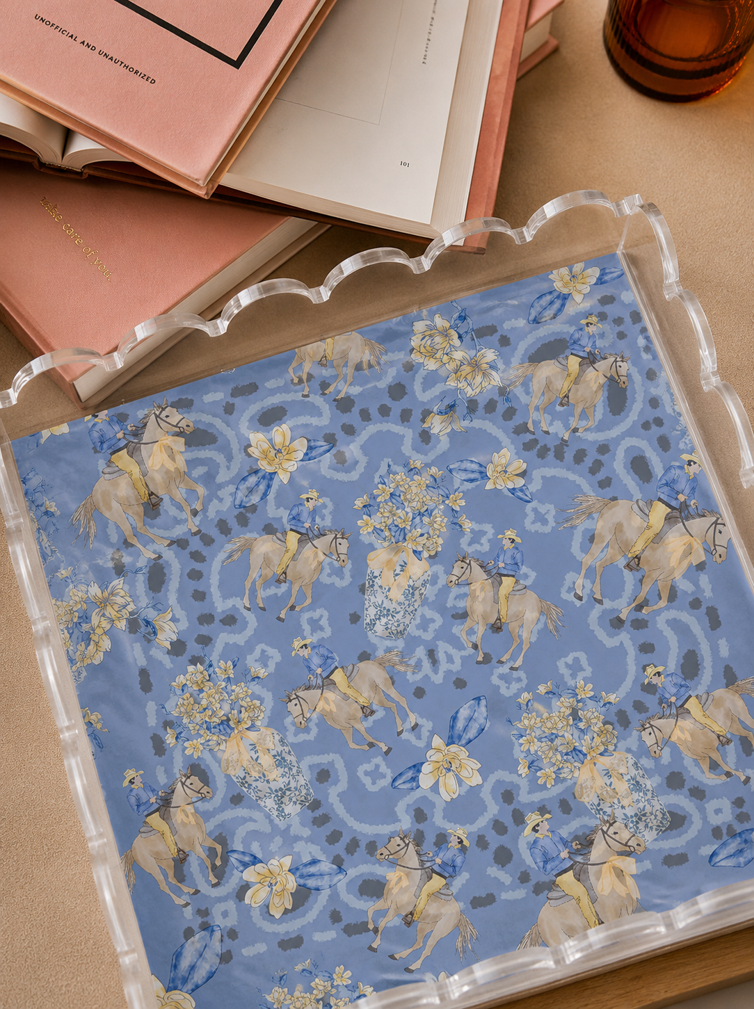 Yellow & Blue Acrylic Scalloped Tray