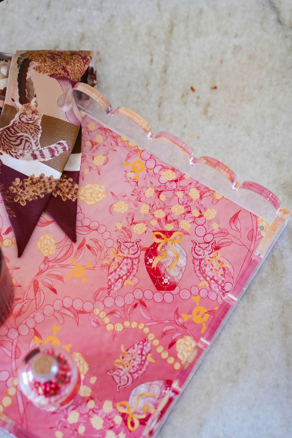 Chi Omega Acrylic Scalloped Tray