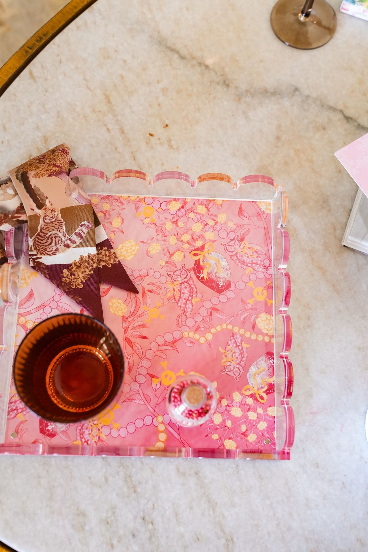 Chi Omega Acrylic Scalloped Tray