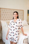 Heirloom Pajama Shorts Set - Black & Orange — 95% bamboo hand-illustrated pajama shorts set