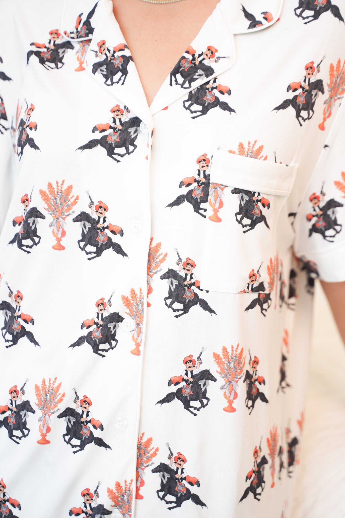Heirloom Pajama Shorts Set - Black & Orange