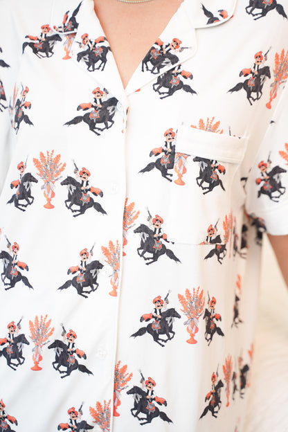 Heirloom Pajama Shorts Set - Black & Orange