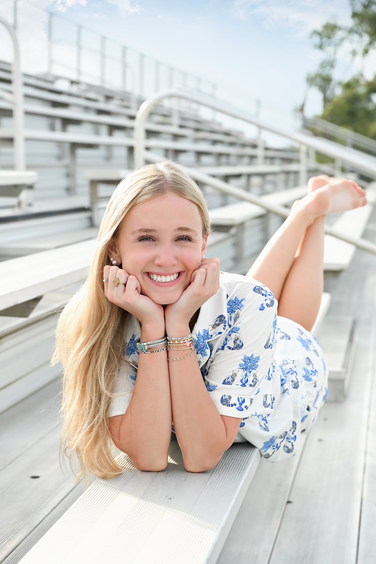 Heirloom Pajama Shorts Set - Sapphire & White