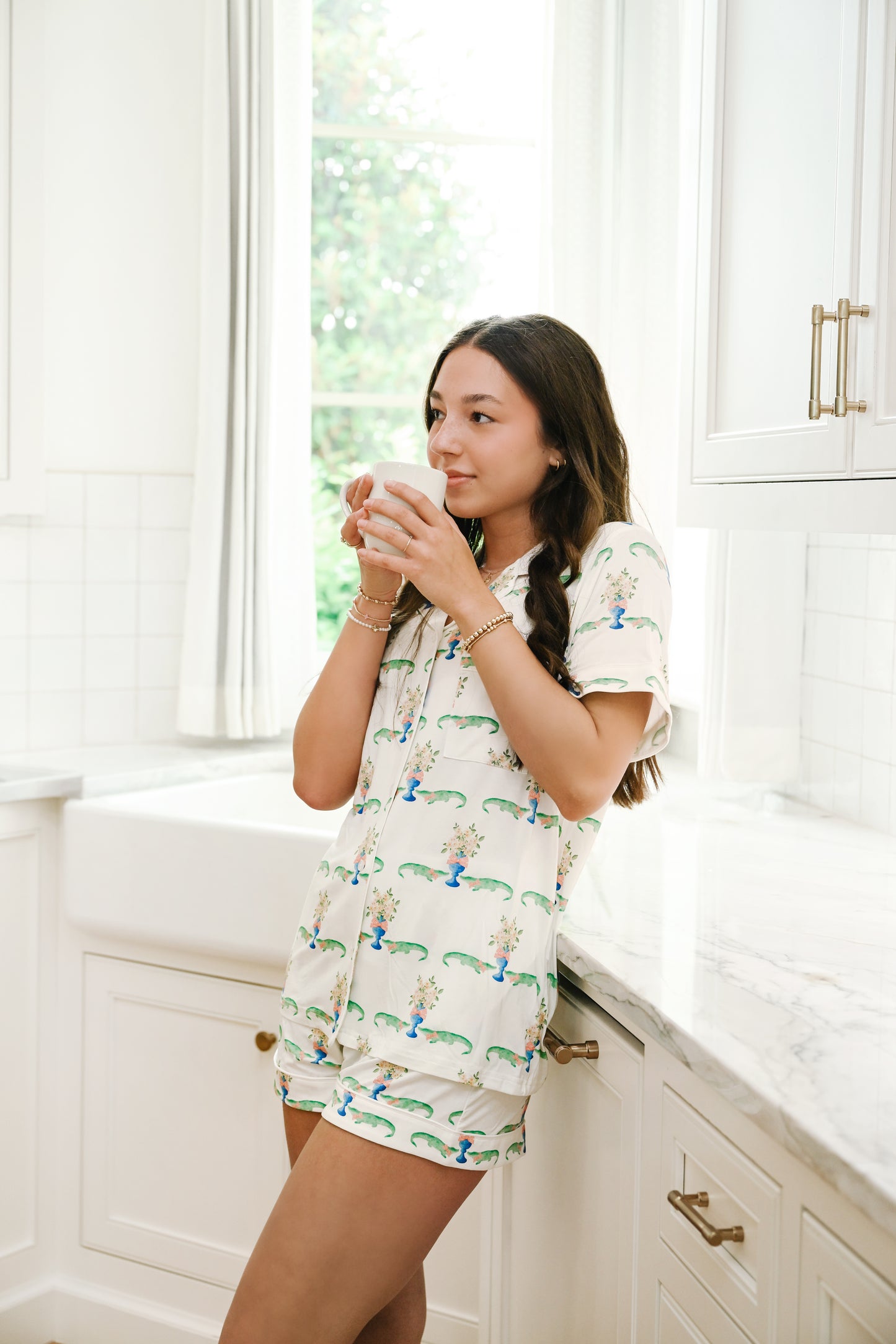 Heirloom Pajama Shorts Set - Royal & Orange