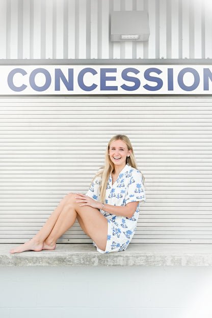 Heirloom Pajama Shorts Set - Sapphire & White