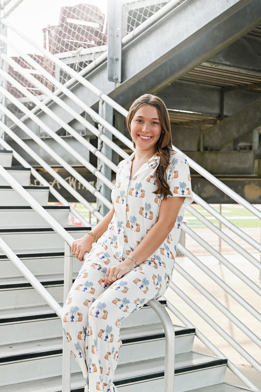Heirloom Pajama Pants Set - Snow & Navy