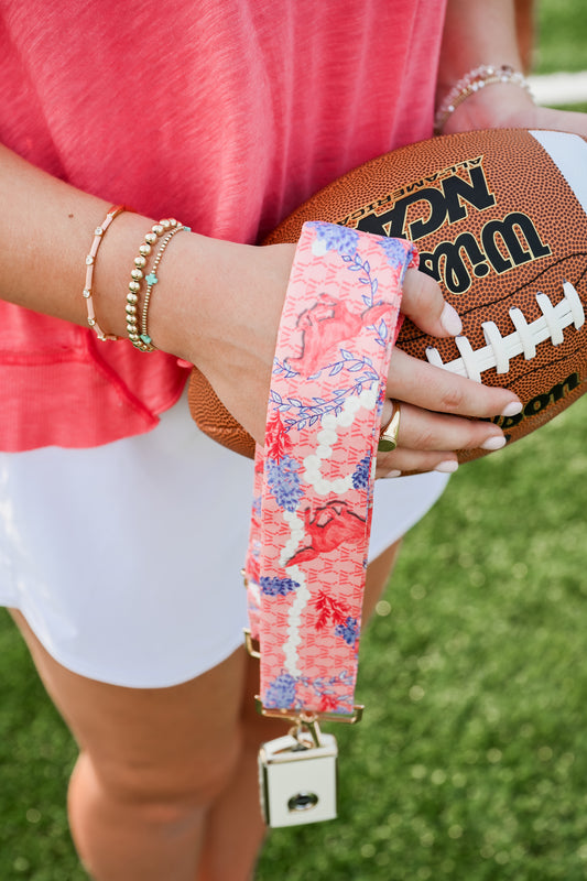 Red & Blue Silk Purse Strap
