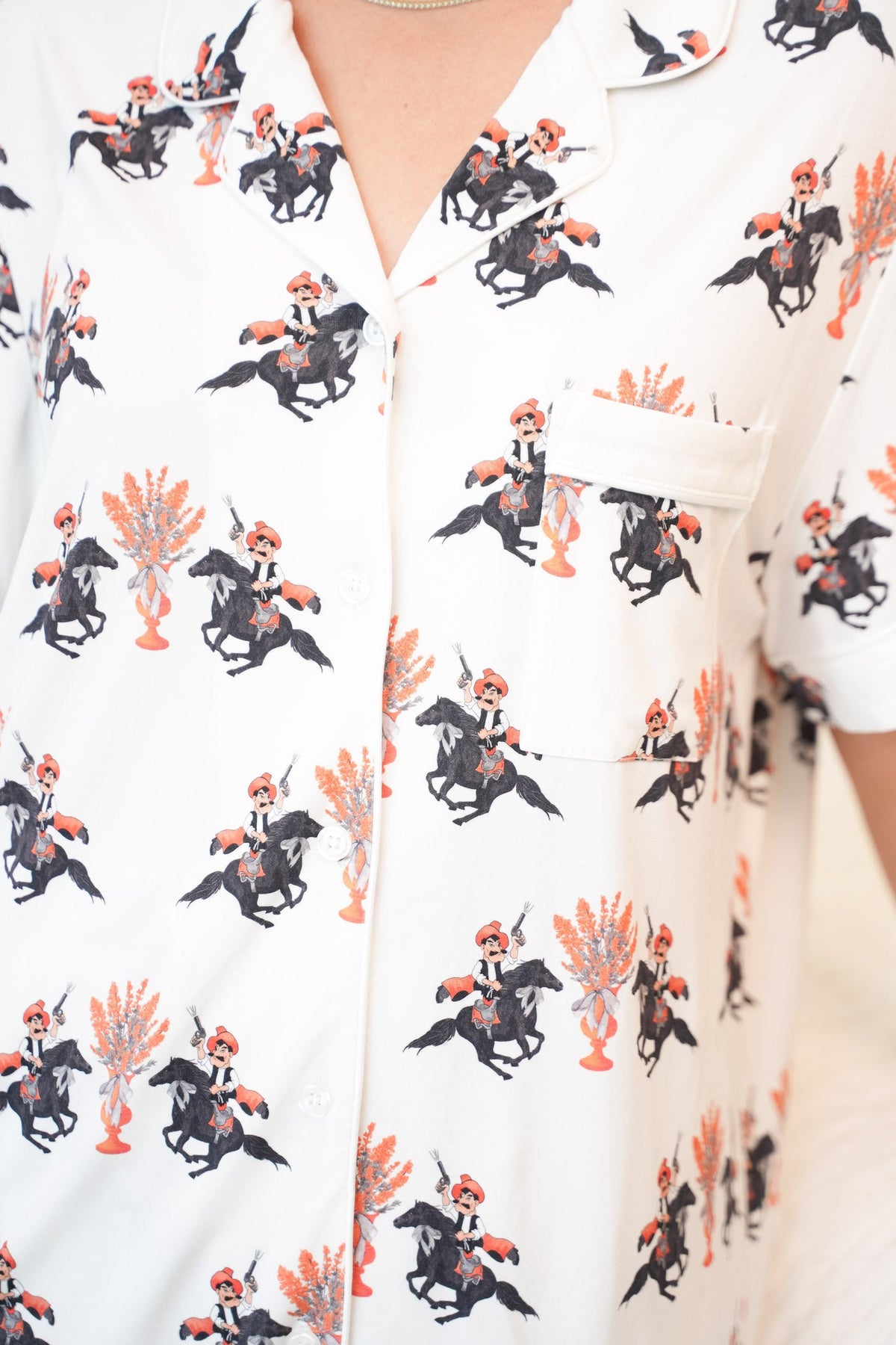 Heirloom Pajama Shorts Set - Black & Orange