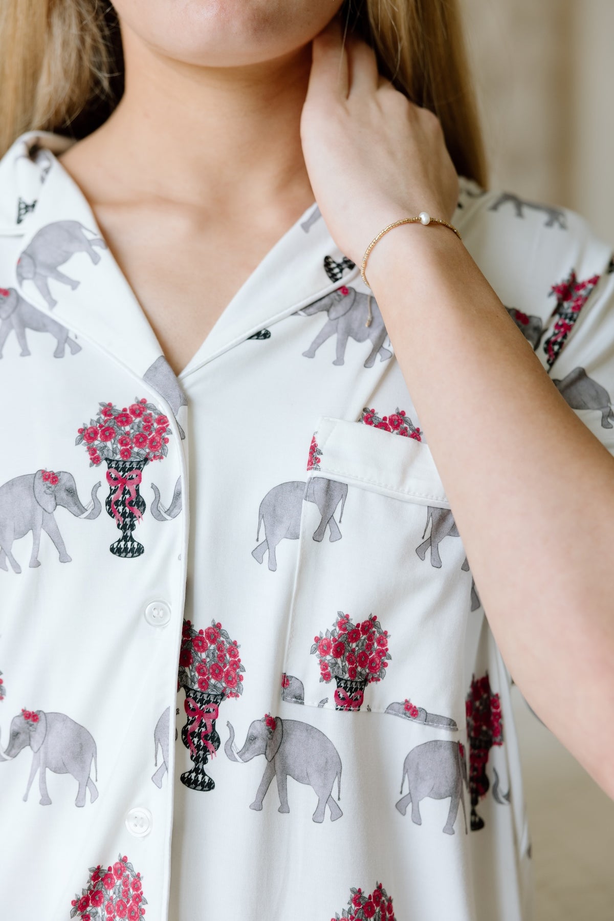Heirloom Pajama Shorts Set - Crimson & White