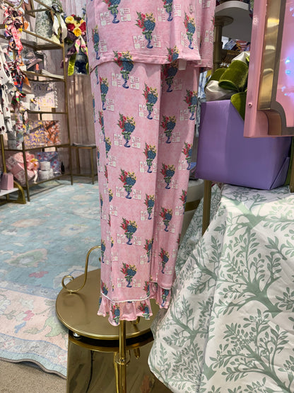 Mahjong Heirloom Pajama Pants Set - Pink