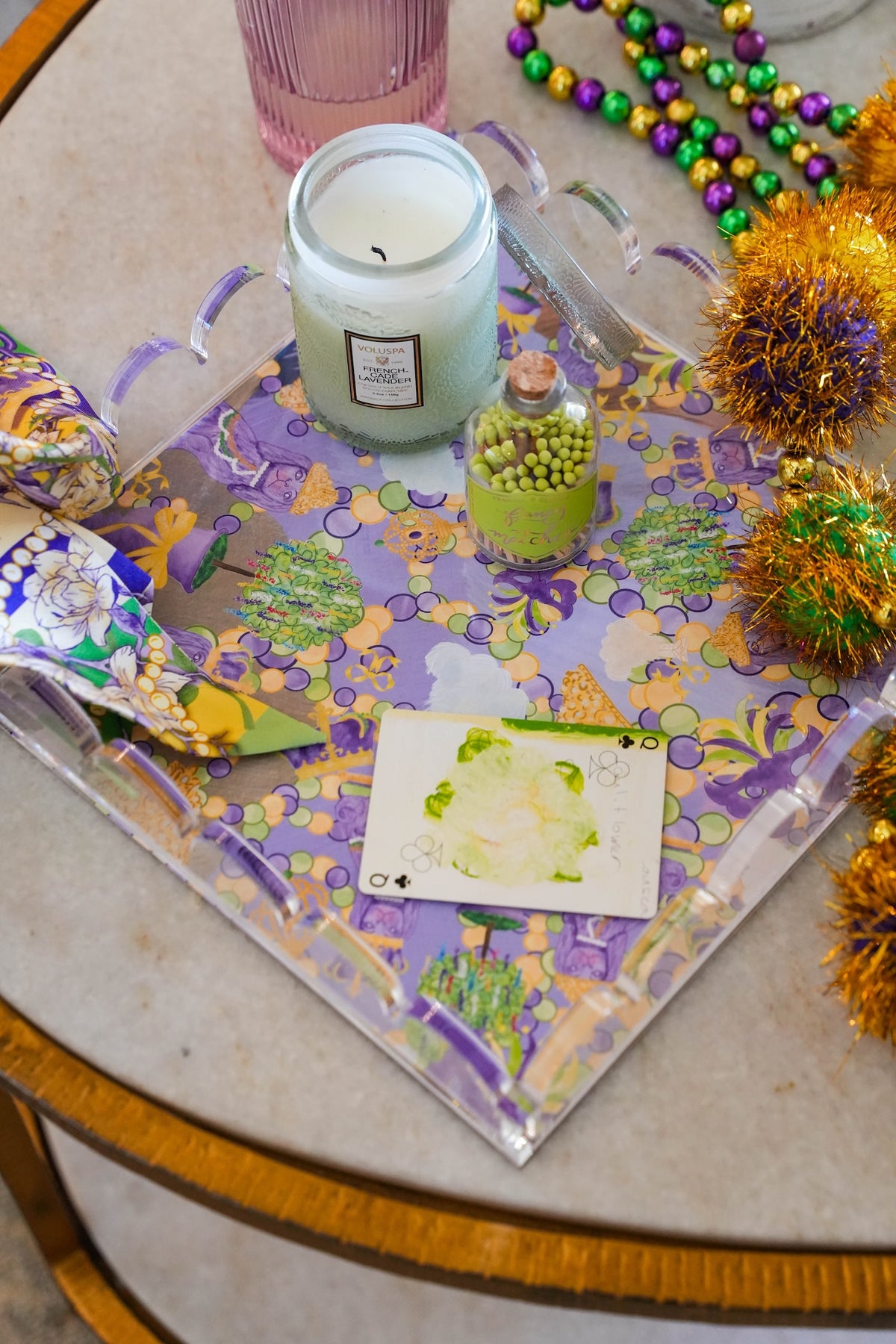 Mardi Party Acrylic Scalloped Tray