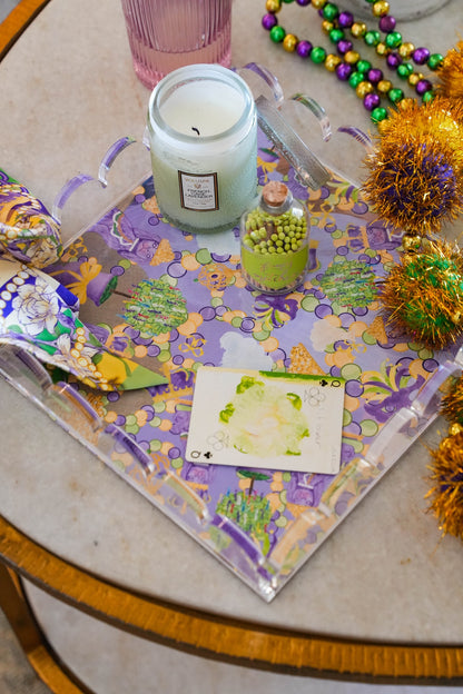 Mardi Party Acrylic Scalloped Tray