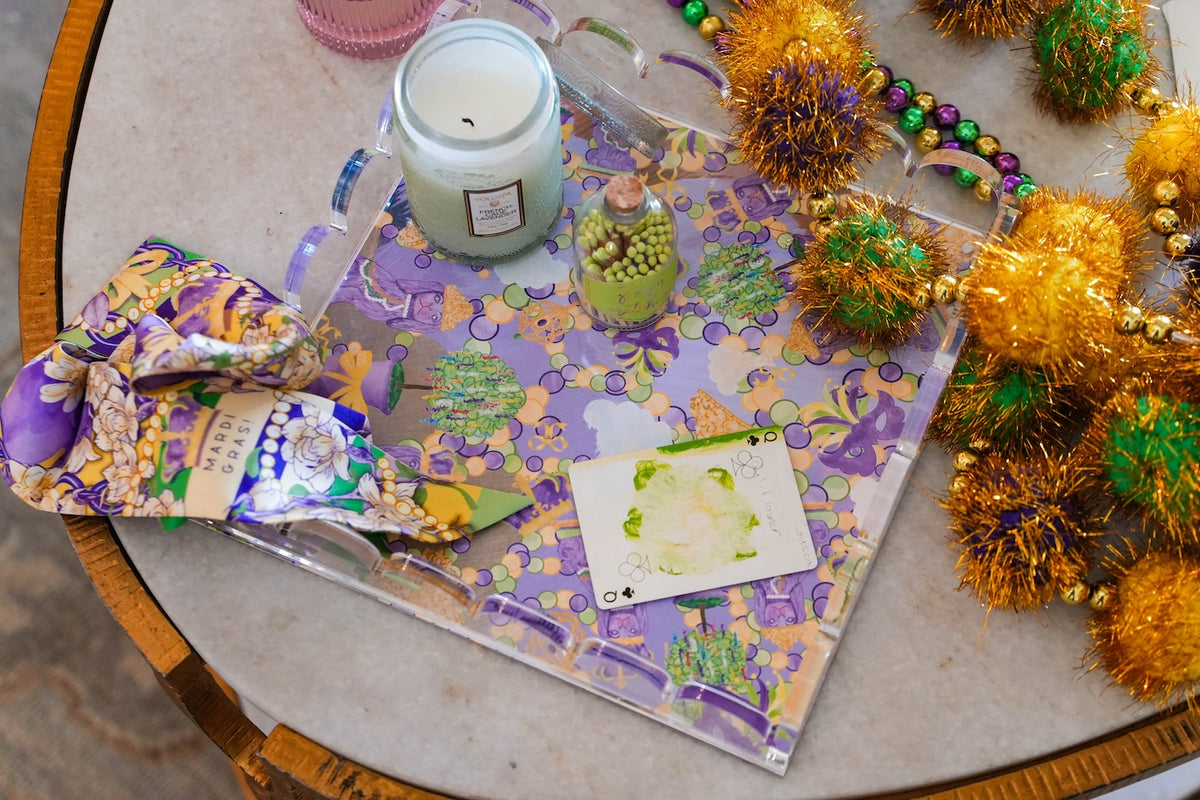 Mardi Party Acrylic Scalloped Tray