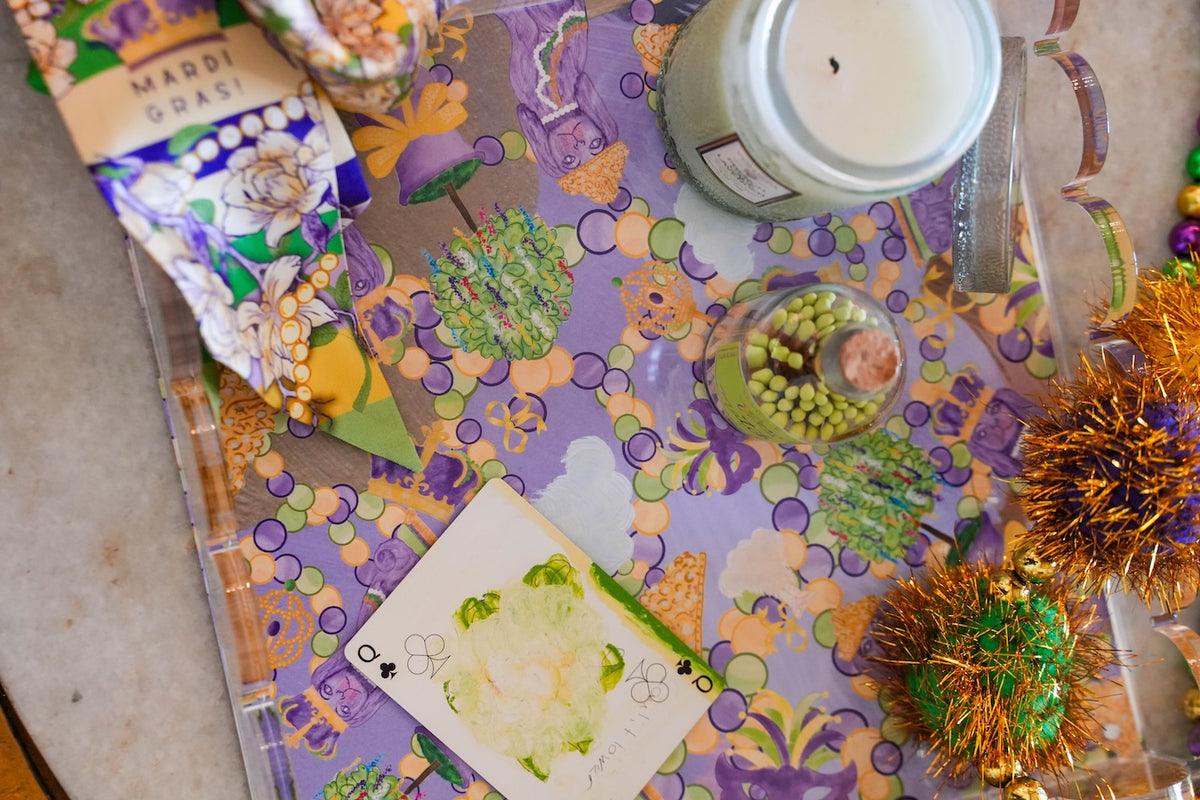 Mardi Party Acrylic Scalloped Tray