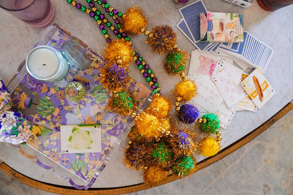 Mardi Party Acrylic Scalloped Tray