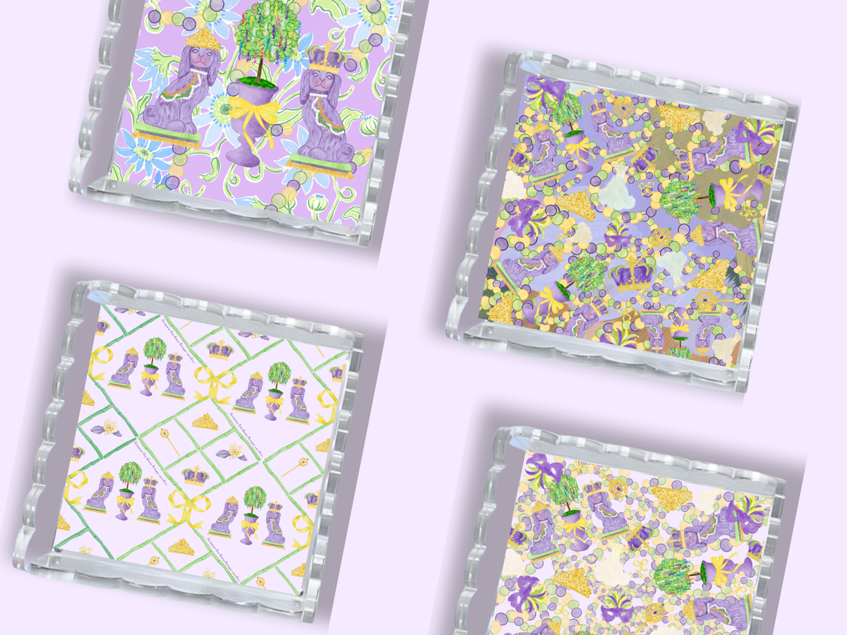 Mardi Party Acrylic Scalloped Tray