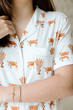 Heirloom Pajama Shorts Set - Orange & White — 95% bamboo hand-illustrated pajama shorts set