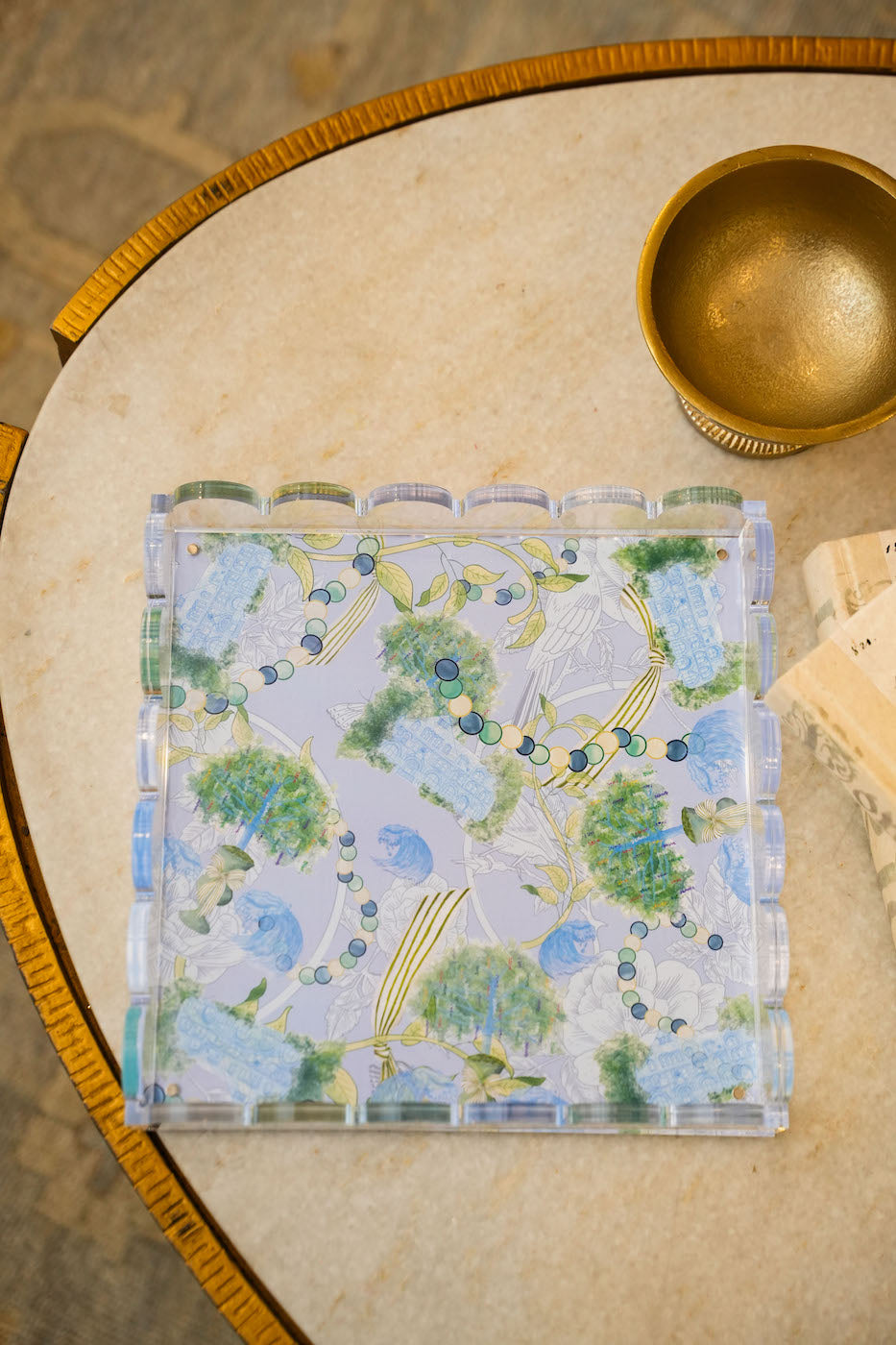 Tulane Acrylic Scalloped Tray