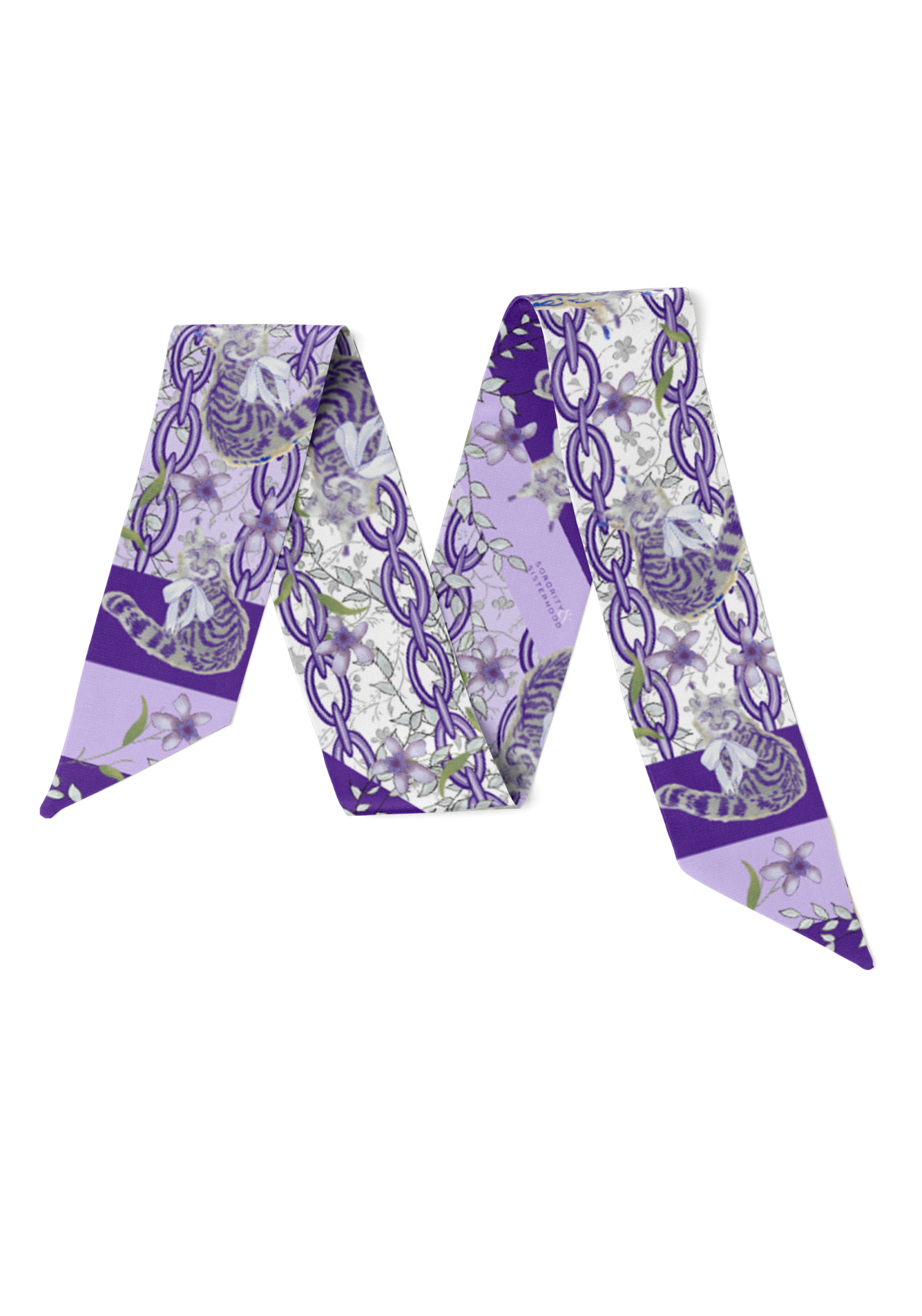 Grape & White Heirloom Scarflette™ — 100% silk hand-illustrated scarflette