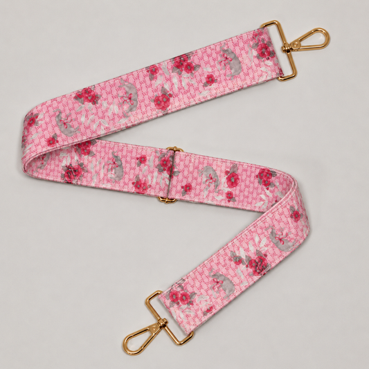 Crimson and White Silk Bag Strap