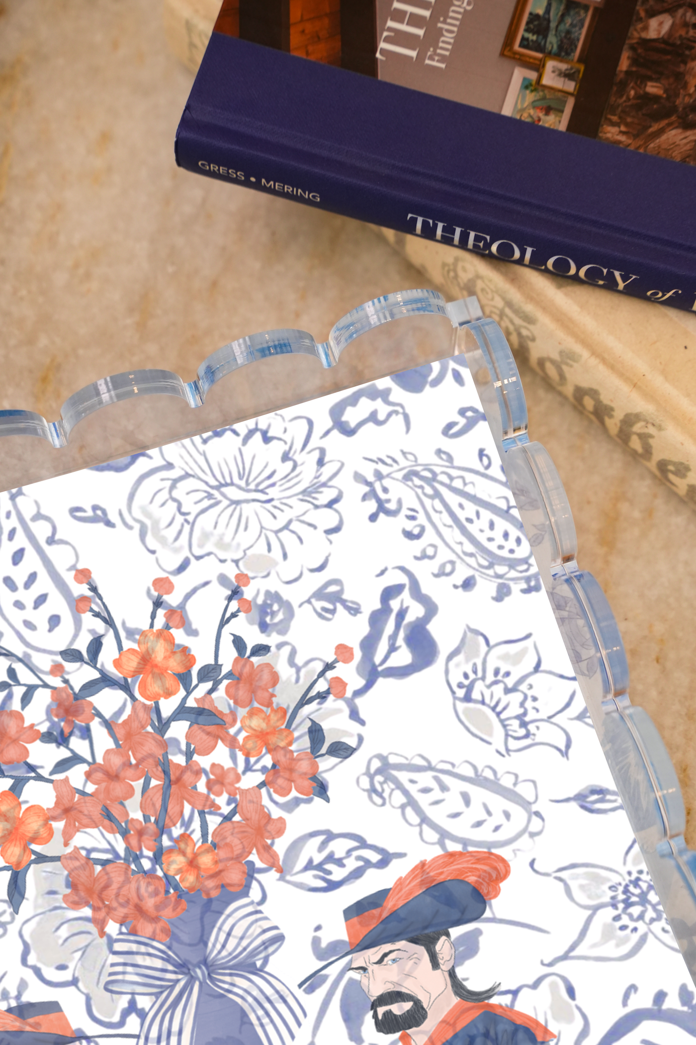 Midnight & Orange Acrylic Scalloped Tray