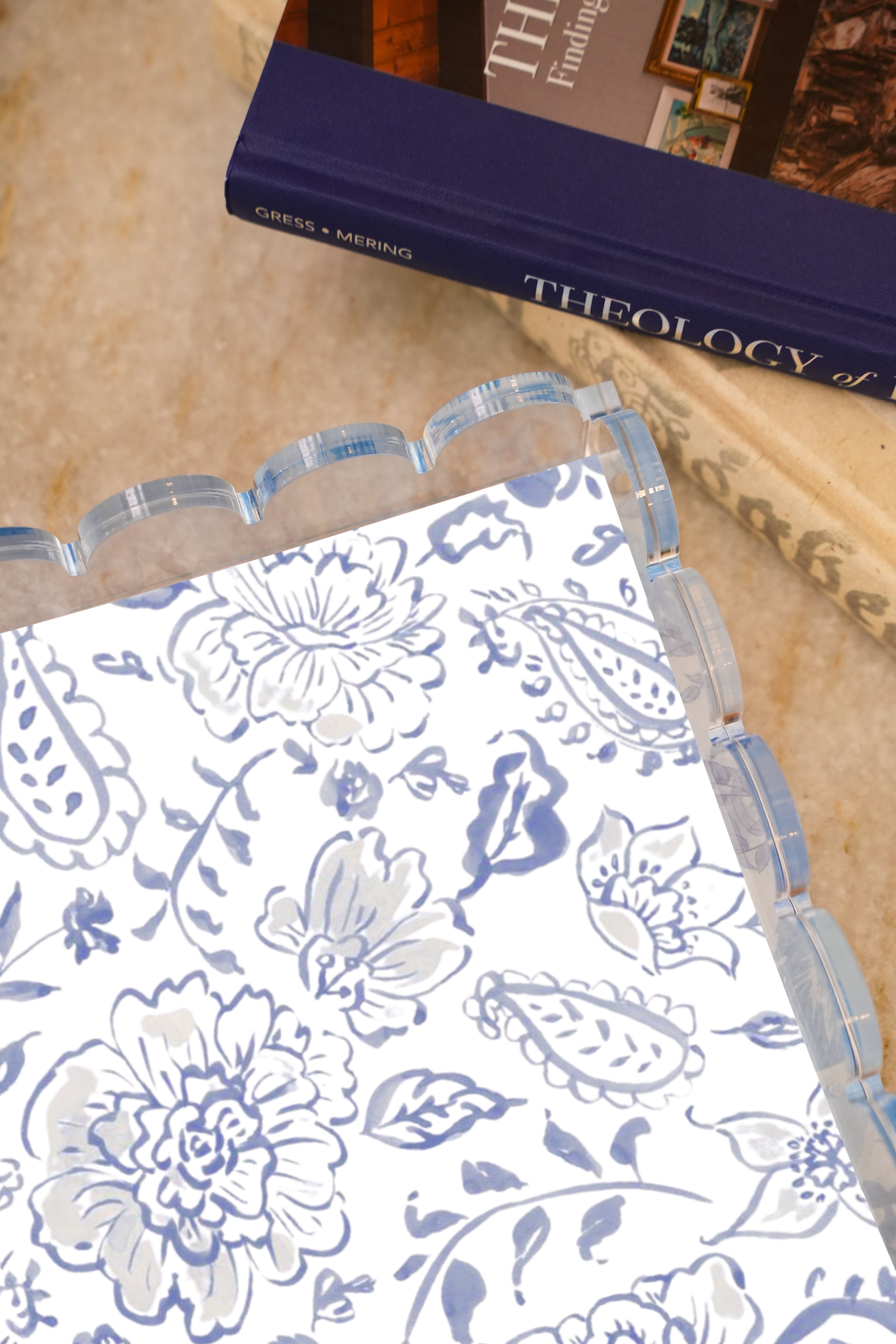 Midnight & Orange Acrylic Scalloped Tray