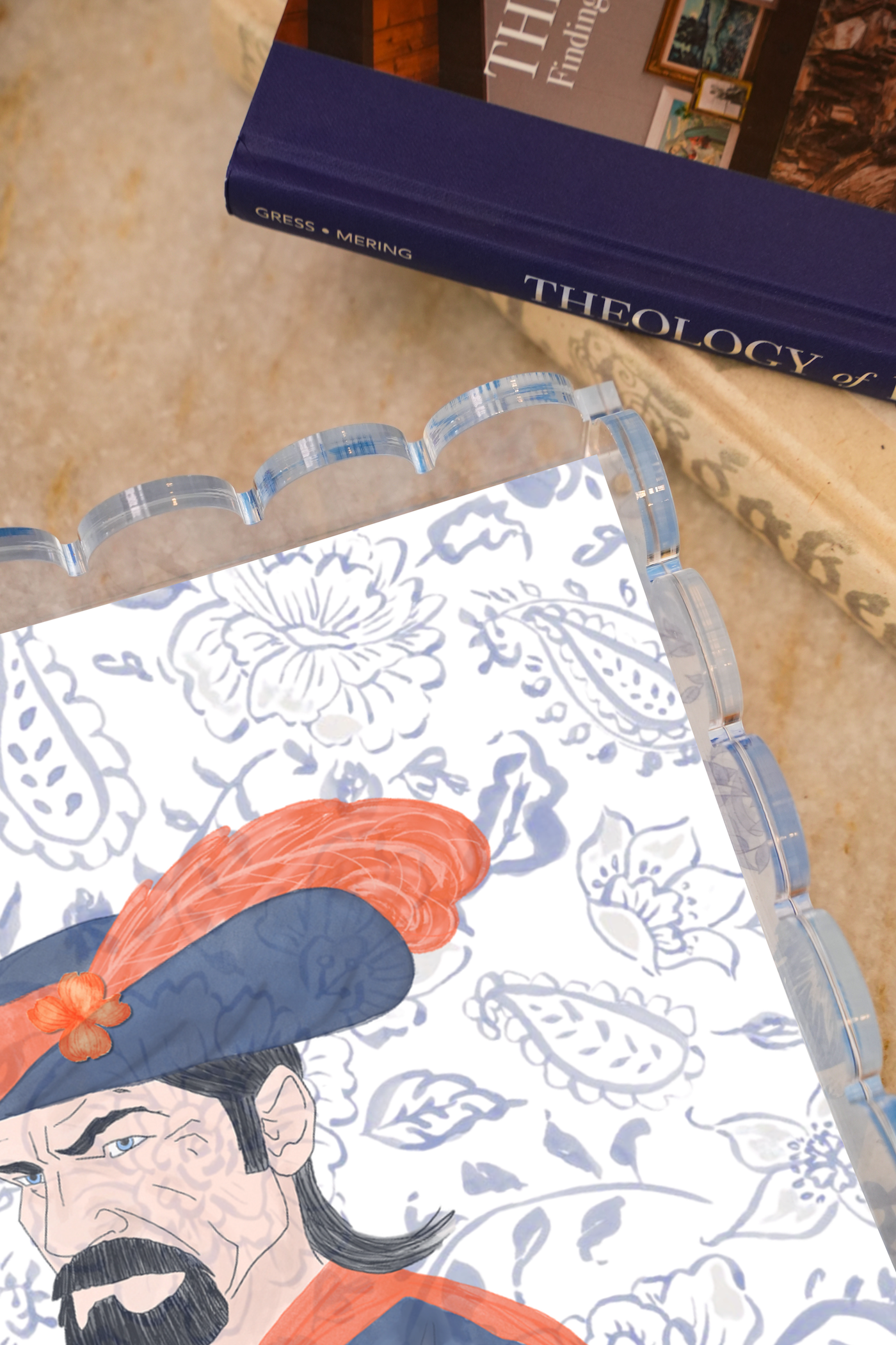 Midnight & Orange Acrylic Scalloped Tray
