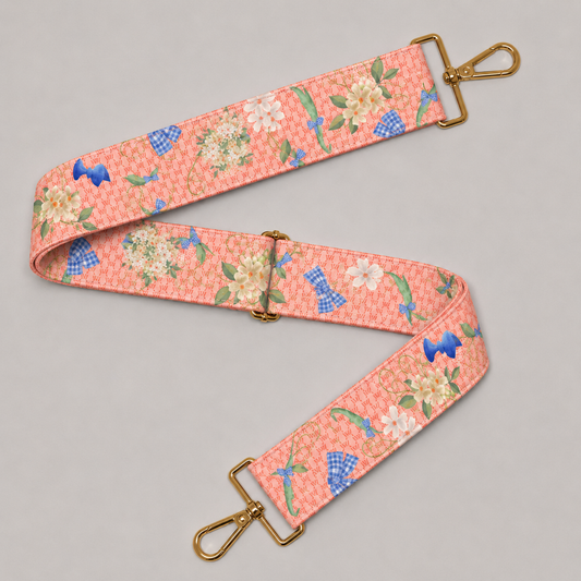 Orange and Dark Green Silk Bag Strap