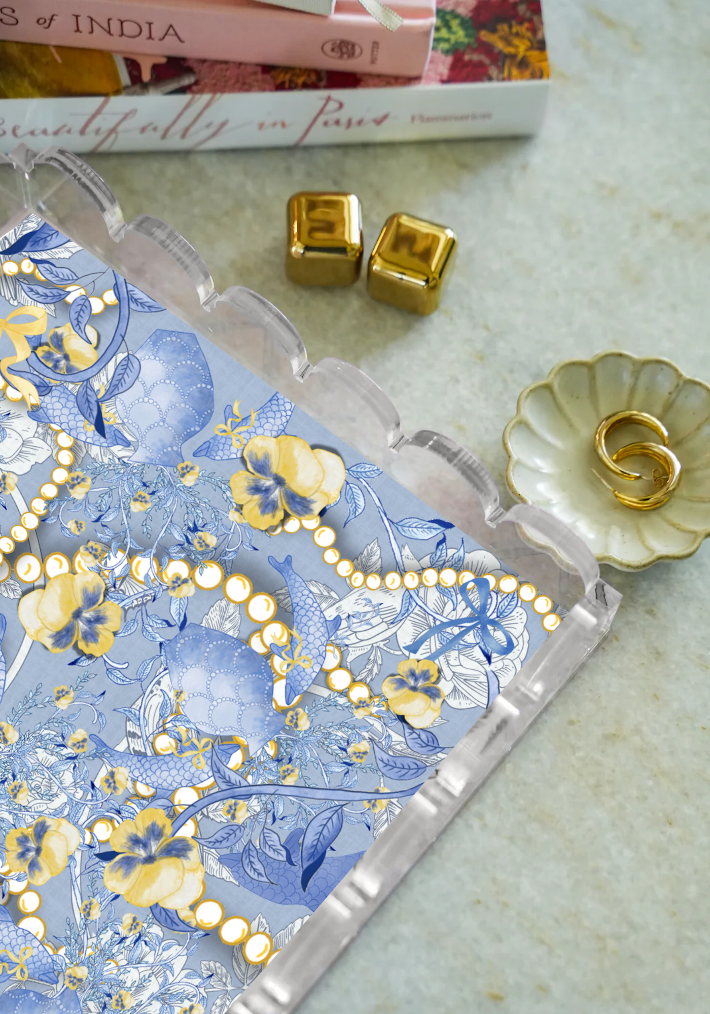 Delta Delta Delta Acrylic Scalloped Tray