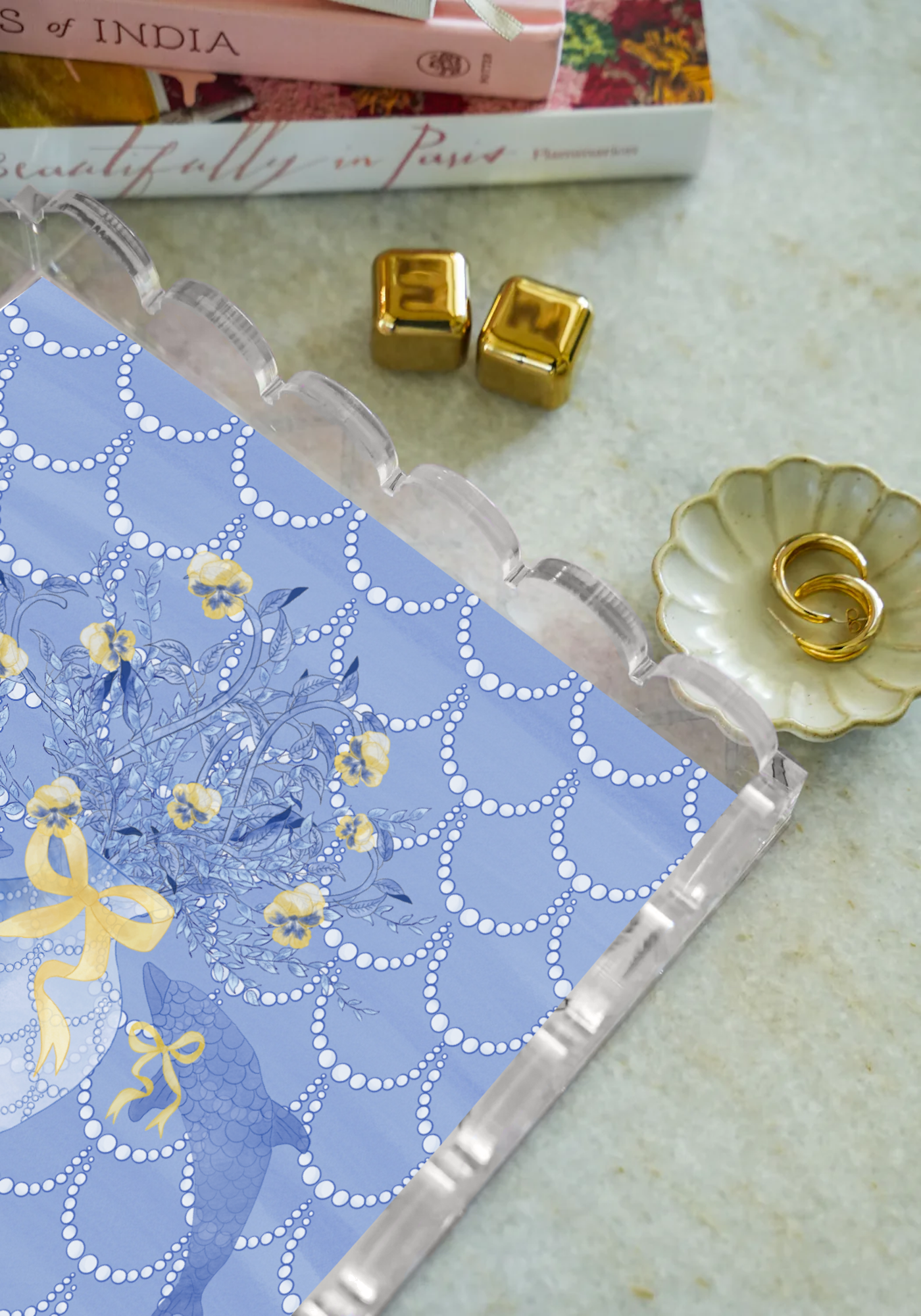 Delta Delta Delta Acrylic Scalloped Tray